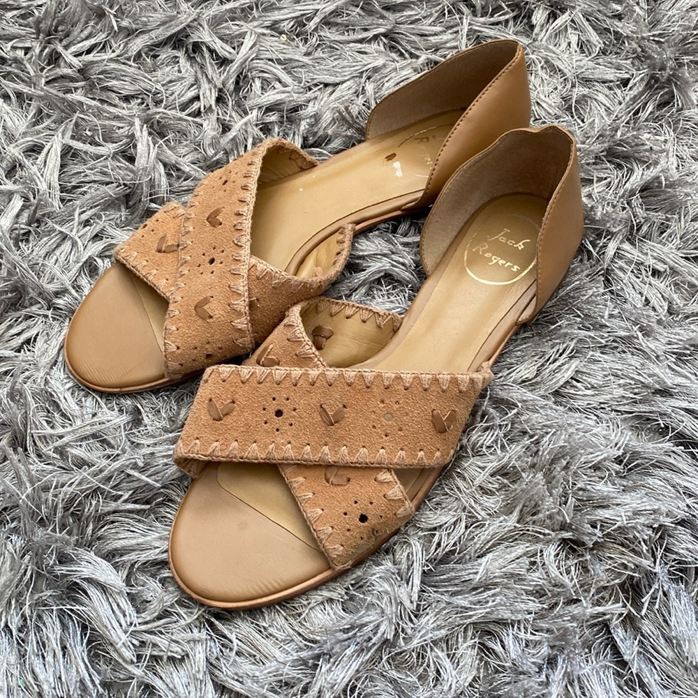 Jack Rogers Tan Suede Cutout D'Orsay Sandals